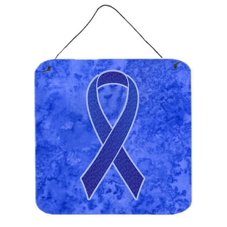 Dark Blue Ribbon For Colon Cancer Awareness Aluminium Metal Wall Or Door Hanging Prints